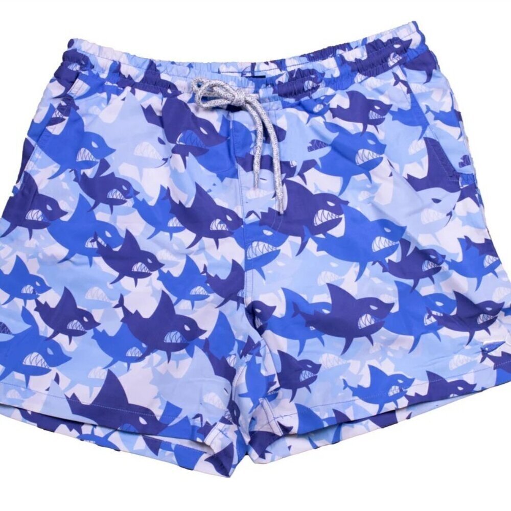 Southern Lure Boy Youth Size Large Colorful Camo Shark Print Swim Trunks NEW